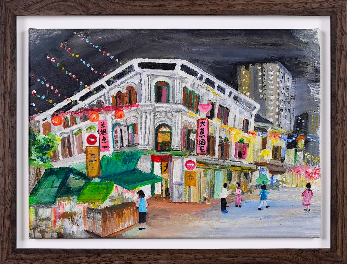 Chinatown Night Scene by Florence Tan Aik Lan