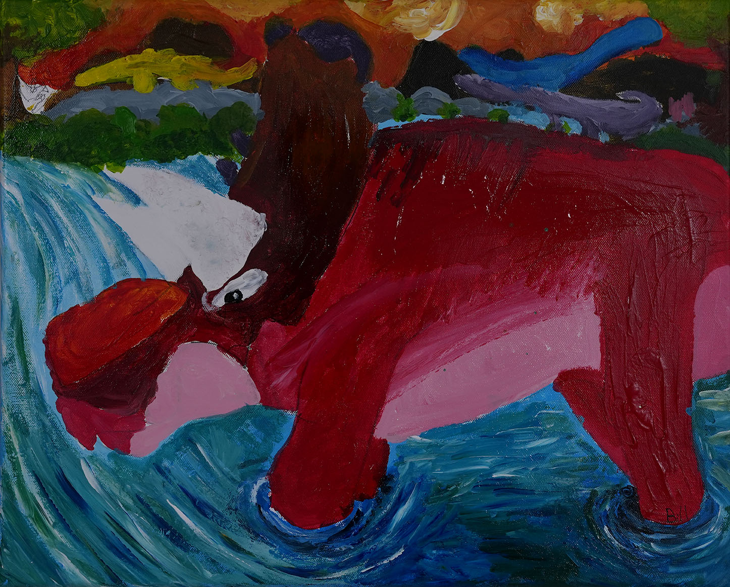 Splashing Pachyrhinosaurus Playtime by Aphinan Sisoulith