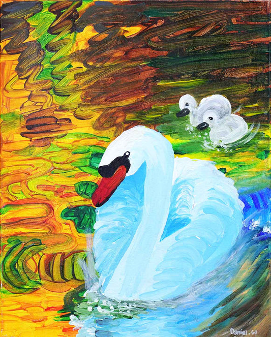 Swans' Grace at Golden Hour in The Botanic Gardens
