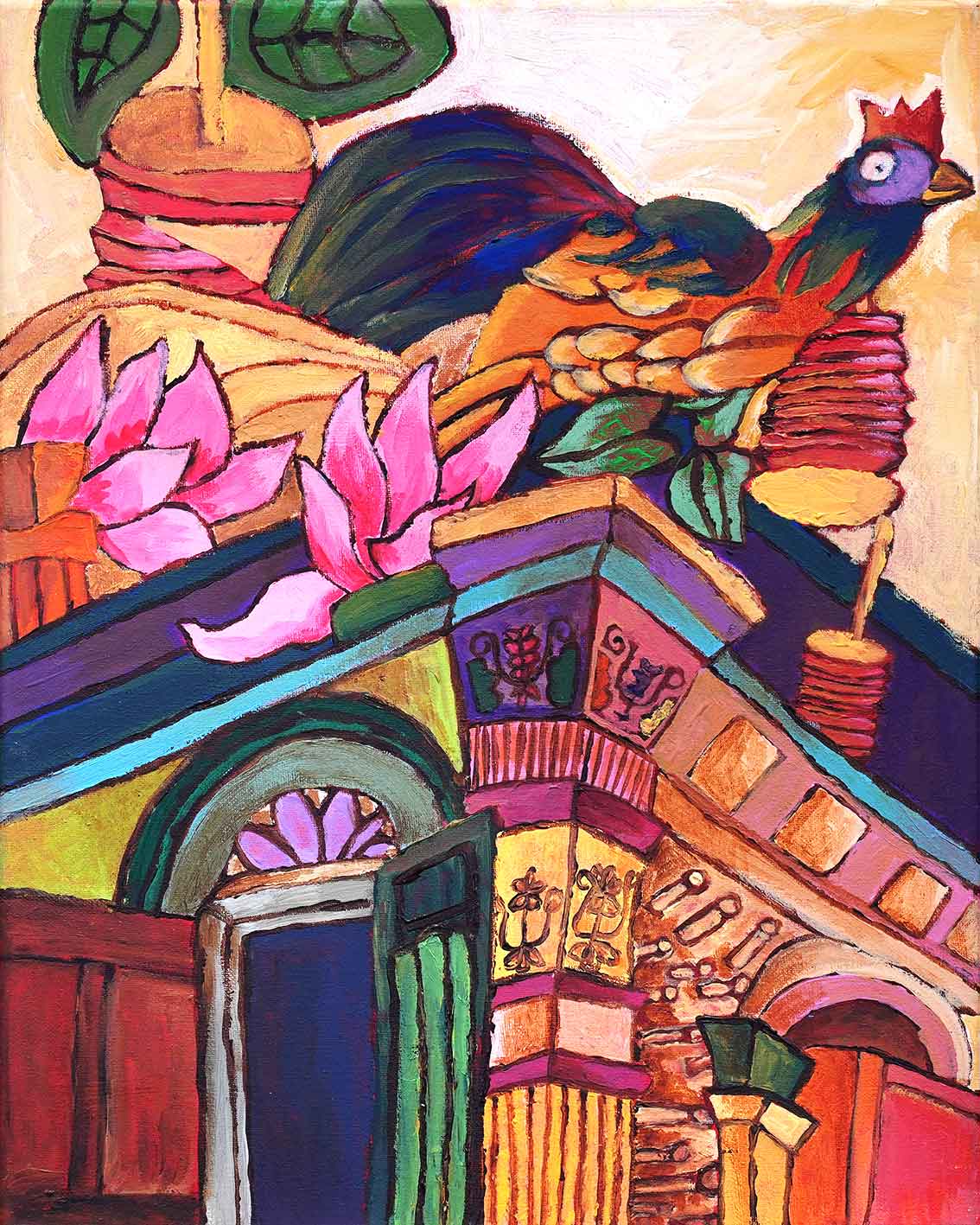 Colourful House with Lanterns