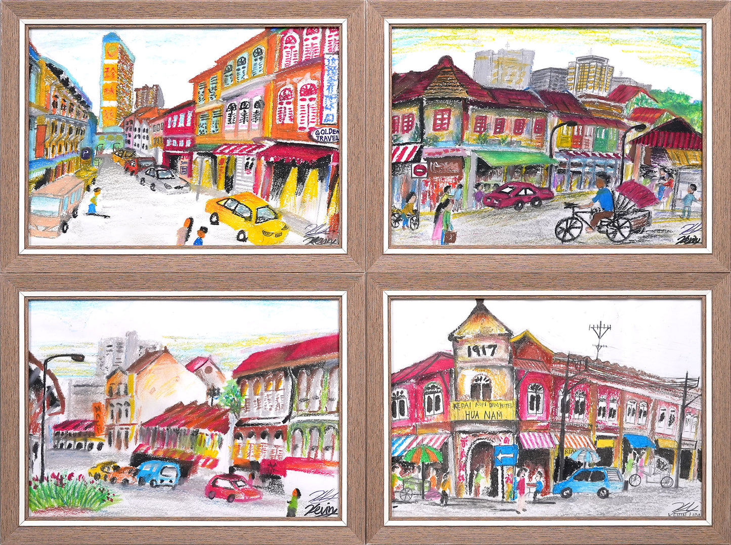 Olden Singapore Landscapes (Set of 4) by Kevin Lim Guoyang