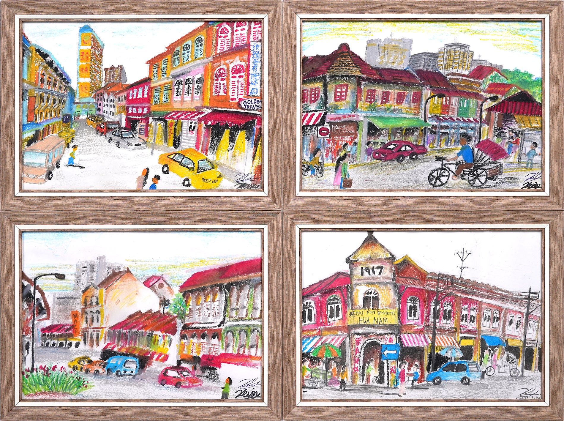 Olden Singapore Landscapes (Set of 4) by Kevin Lim Guoyang