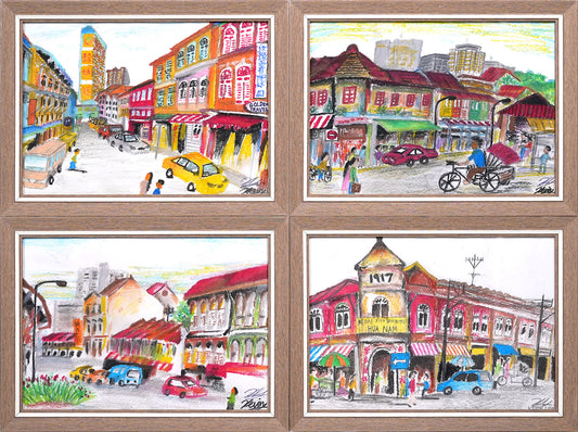 Olden Singapore Landscapes (Set of 4) by Kevin Lim Guoyang